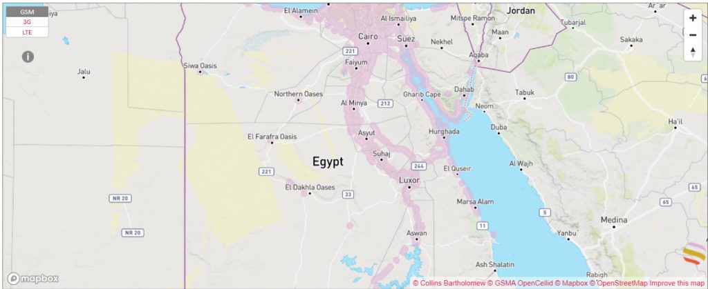 Mapa de cobertura red móvil de Etisalat