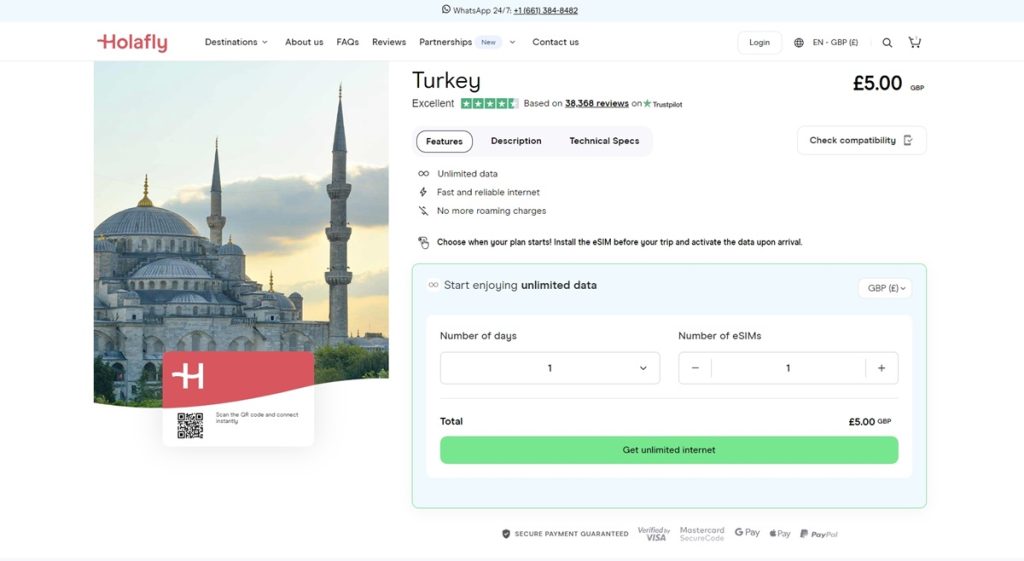 holafly esim for turkey unlimited data offer