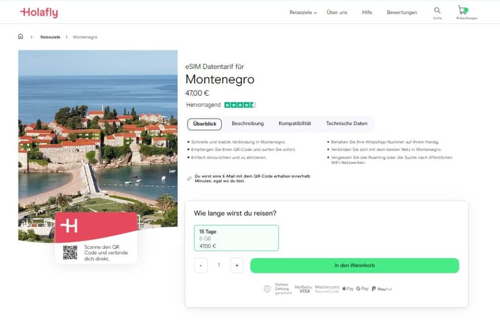 esim montenegro prepaid shop kaufen