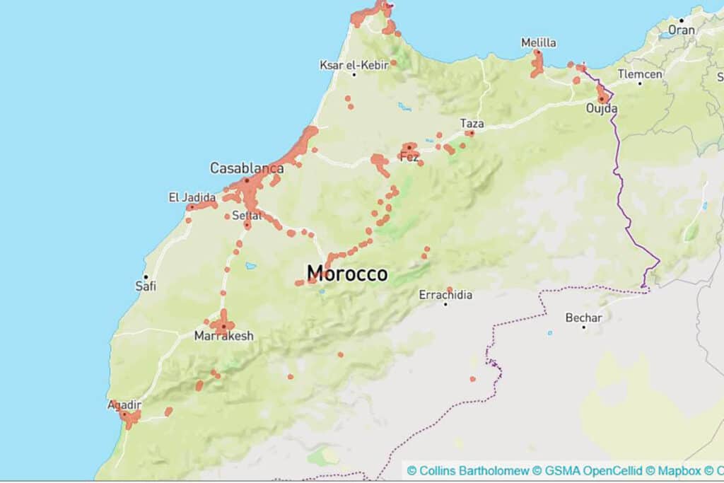 Abedeckungskarte Marokko Aktuell