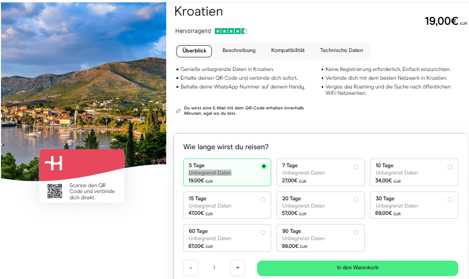 kroatien handy prepaid verlgieich kaufen holafly