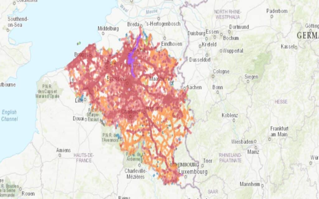 Abdeckungskarte Belgien 