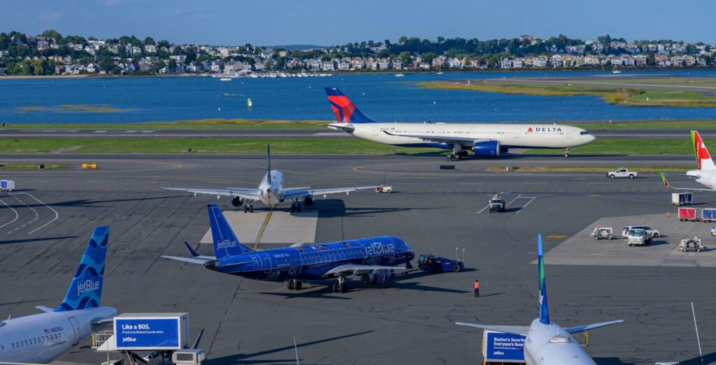 Flughafen in den USA Flughafen Piste von Boston