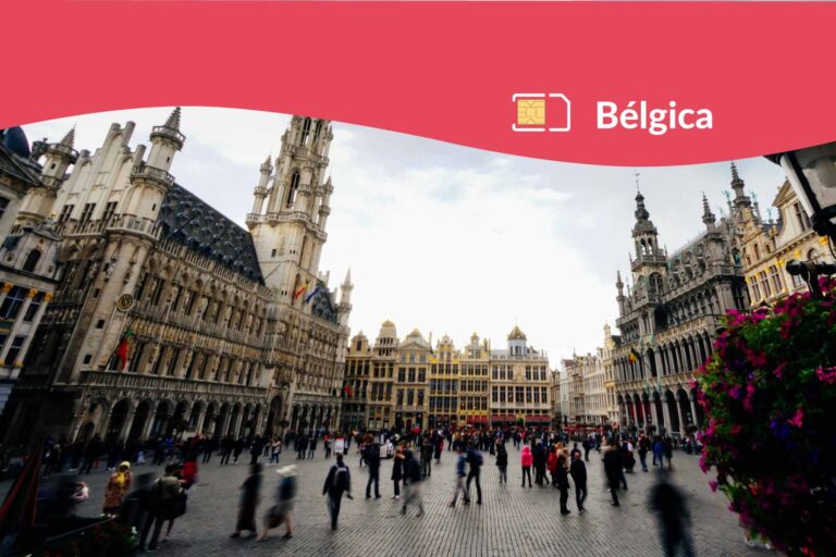 chip para Bélgica, Bruselas, plaza, turistas, celular, datos