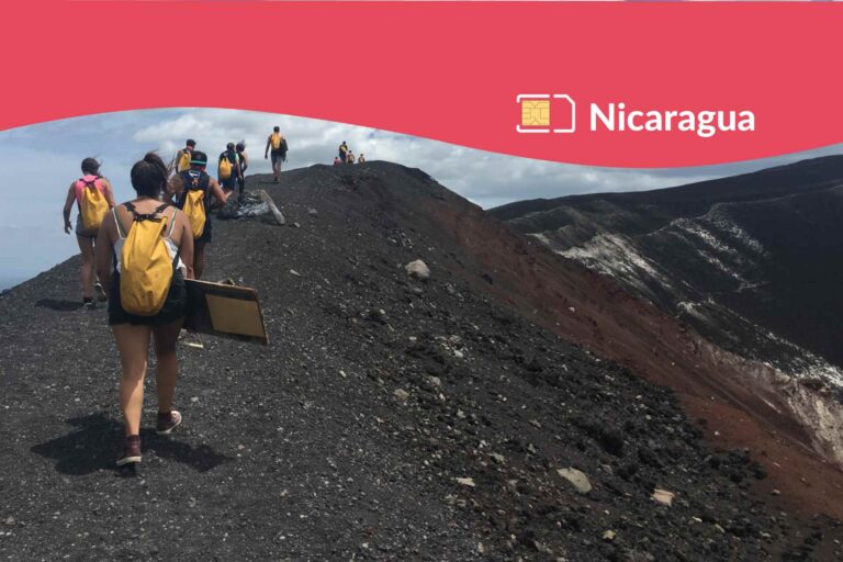 chip para Nicaragua, volcán, turisas, sim card, internet, datos