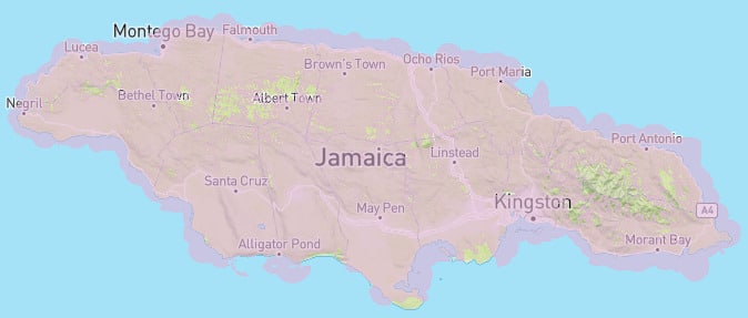 Cobertura terrestre (Internet fijo u hogar) en Jamaica