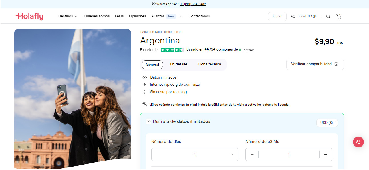 eSIM de Holafly para tener Internet en Argentina