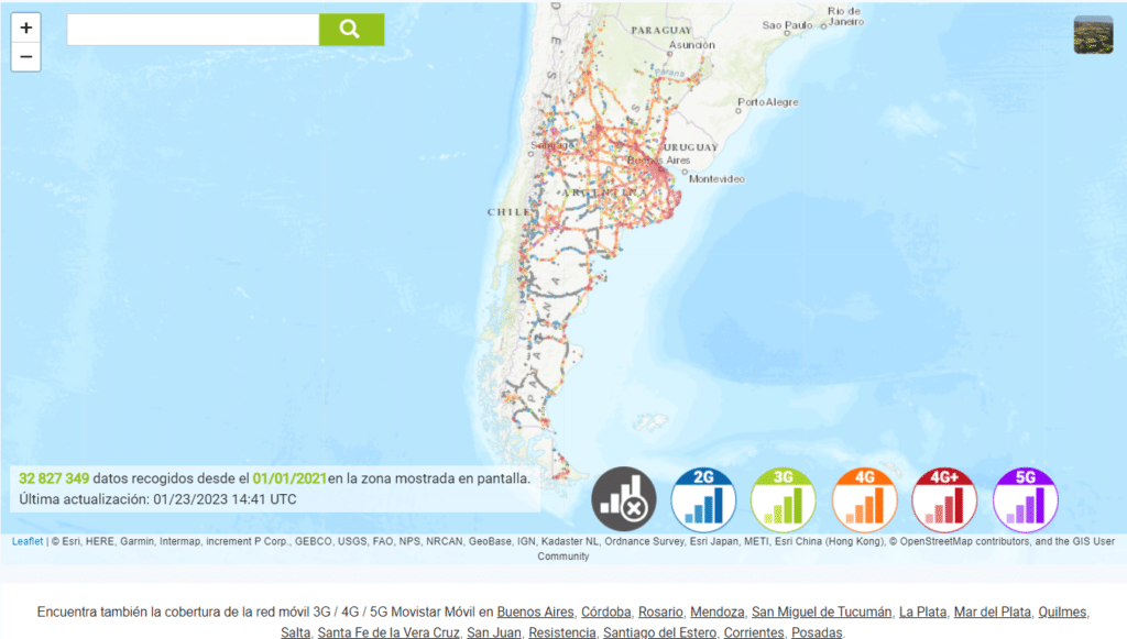 Mapa red móvil Movistar Argentina