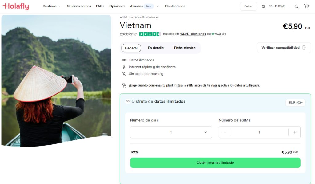 En Holafly consigue datos ilimitados para Vietnam