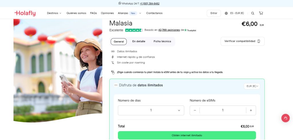 eSIM para Malasia en la tienda virtual de Holafly