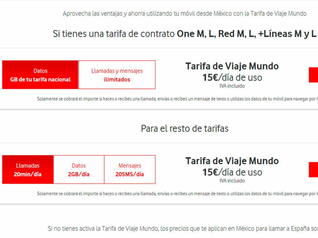 Roaming con Vodafone en México