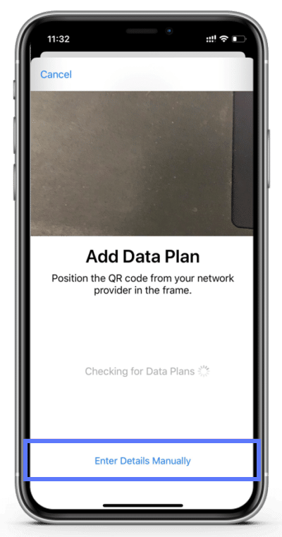 Add data plan iPhone SM-DP+ manual