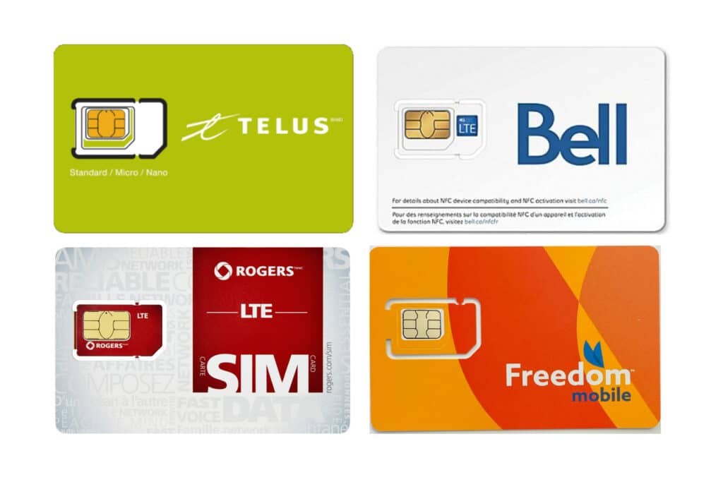 Tarjetas SIM prepago de operadores locales en Canadá, Freedom Mobile, Telus, Rogers, Bell