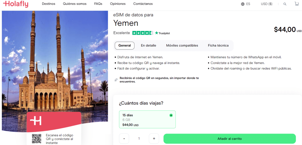 Tarjetas SIM virtuales de Holafly para tener internet en Yemen