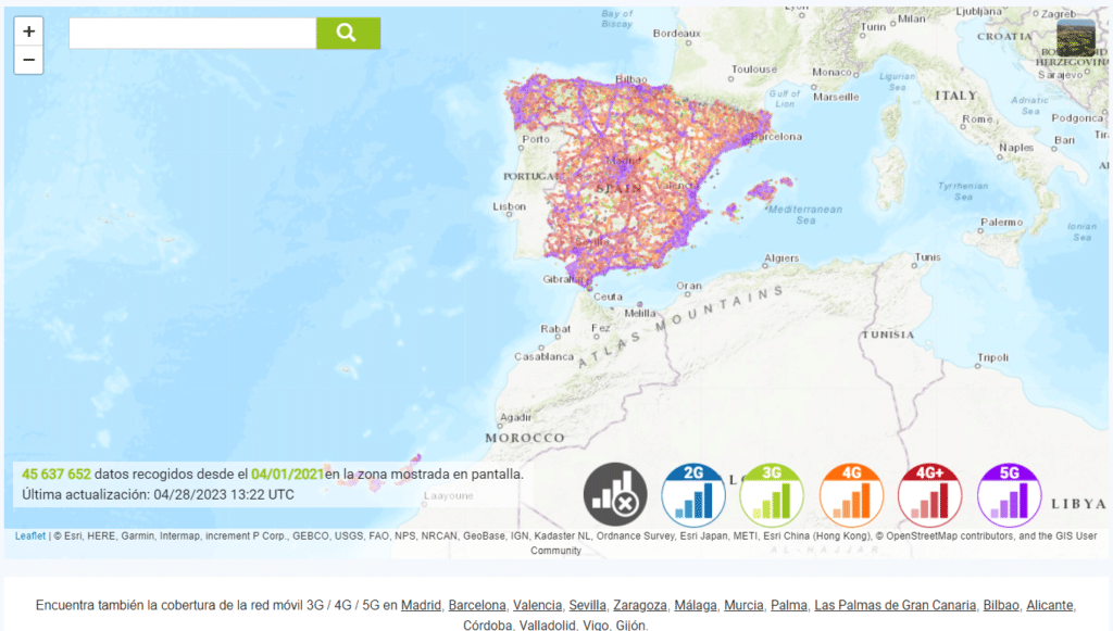 Mapa red móvil de Orange en España