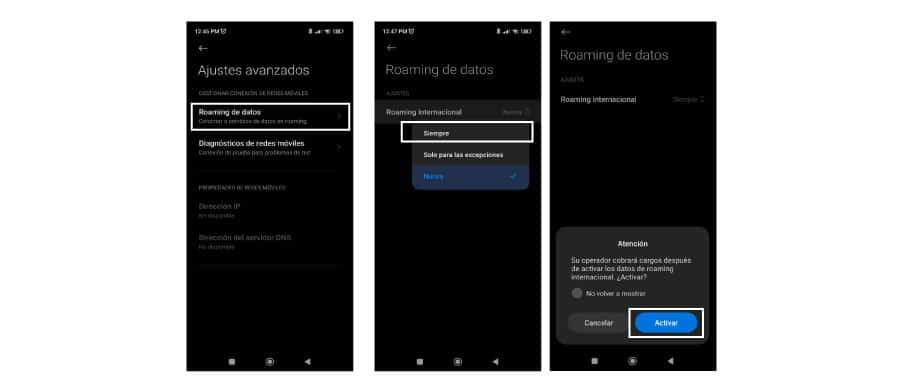 Guía para activar la itinerancia de datos en Android