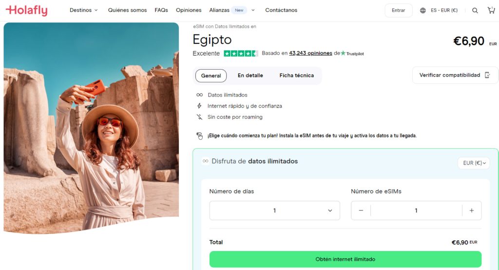 Conoce los planes y tarifas de Holafly para Egipto