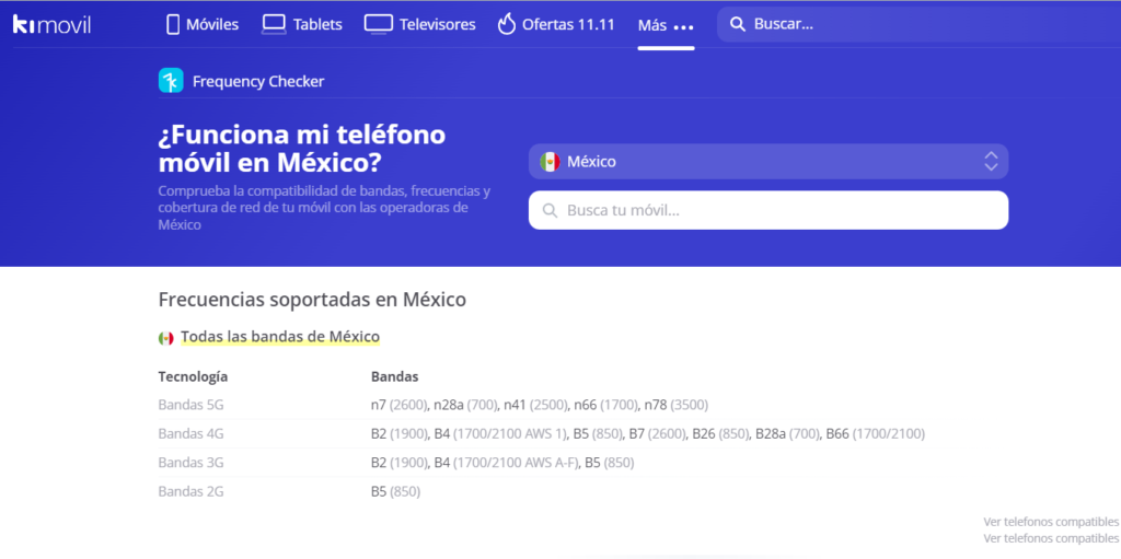 En kimovil.com podrás comprobar si tu móvil funcionará en México