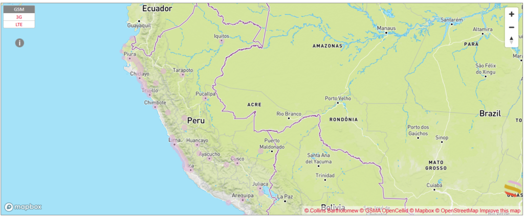 Mapa de cobertura Móvil de Claro Perú