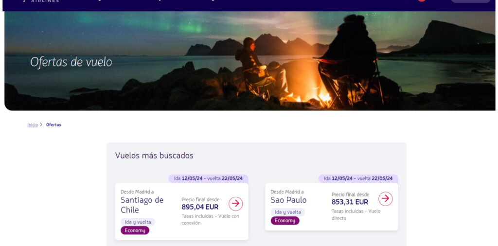 Encuentra ofertas de vuelos baratos en las páginas de aerolíneas como LATAM España