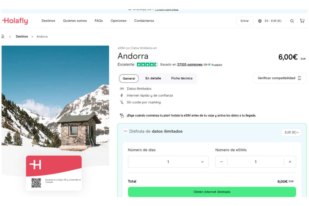 Viaja con un plan de datos ilimitado y no pagues roaming en Andorra