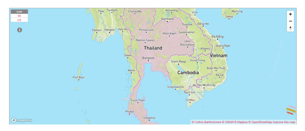 Cobertura red móvil de AIS en Tailandia