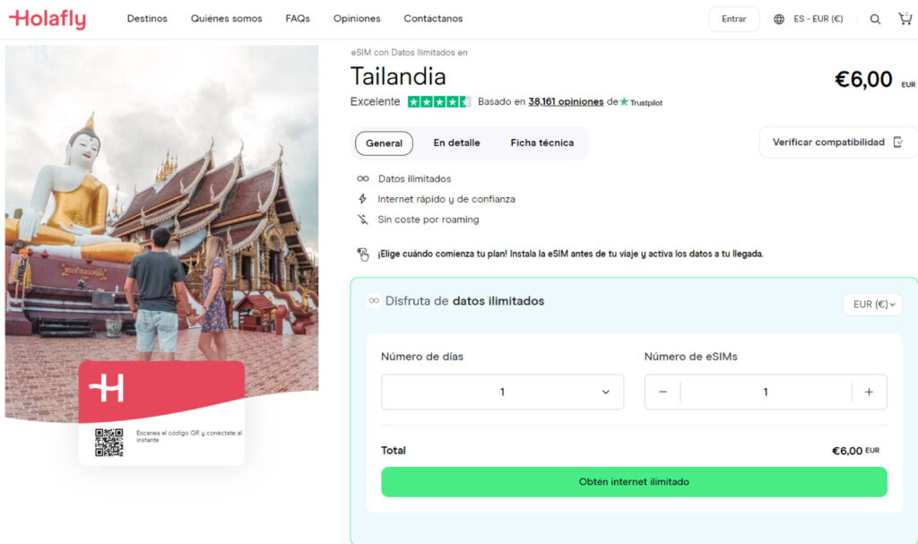 consigue datos ilimitados para tu viaje a Tailandia con la eSIM de Holafly