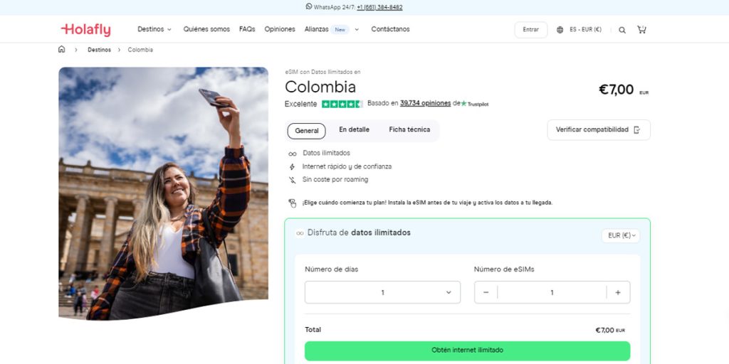 Comprar eSIM para Colombia de Holafly