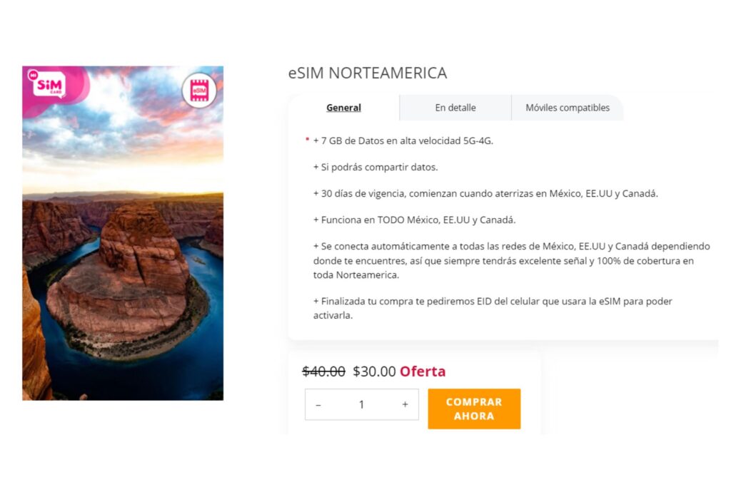 eSIM prepago para Norteamérica