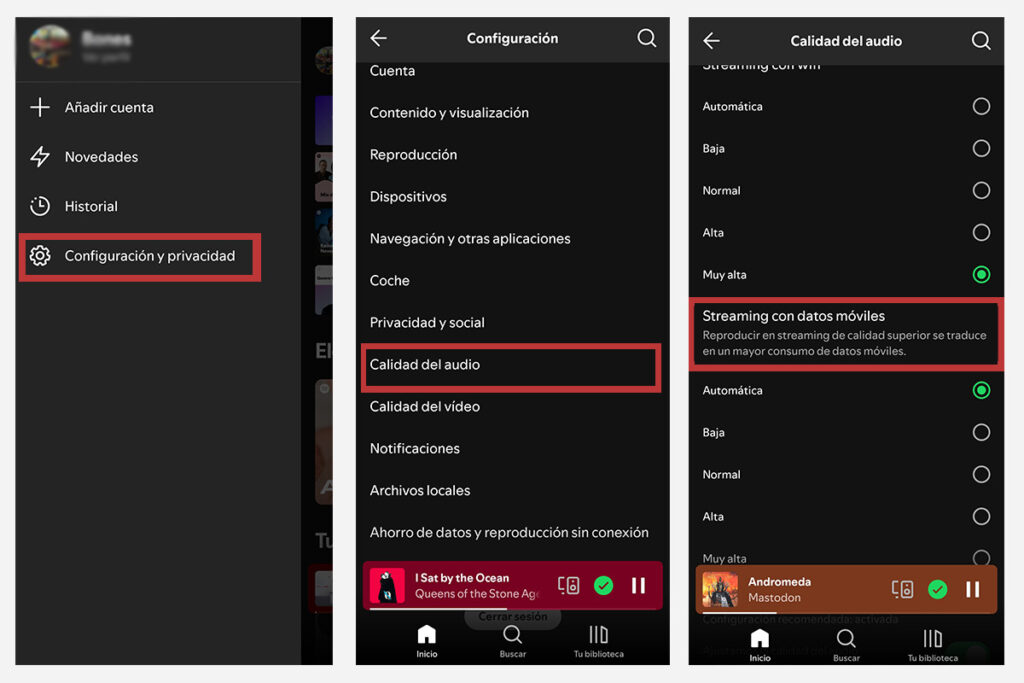 Cambiar la calidad del audio en Spotify