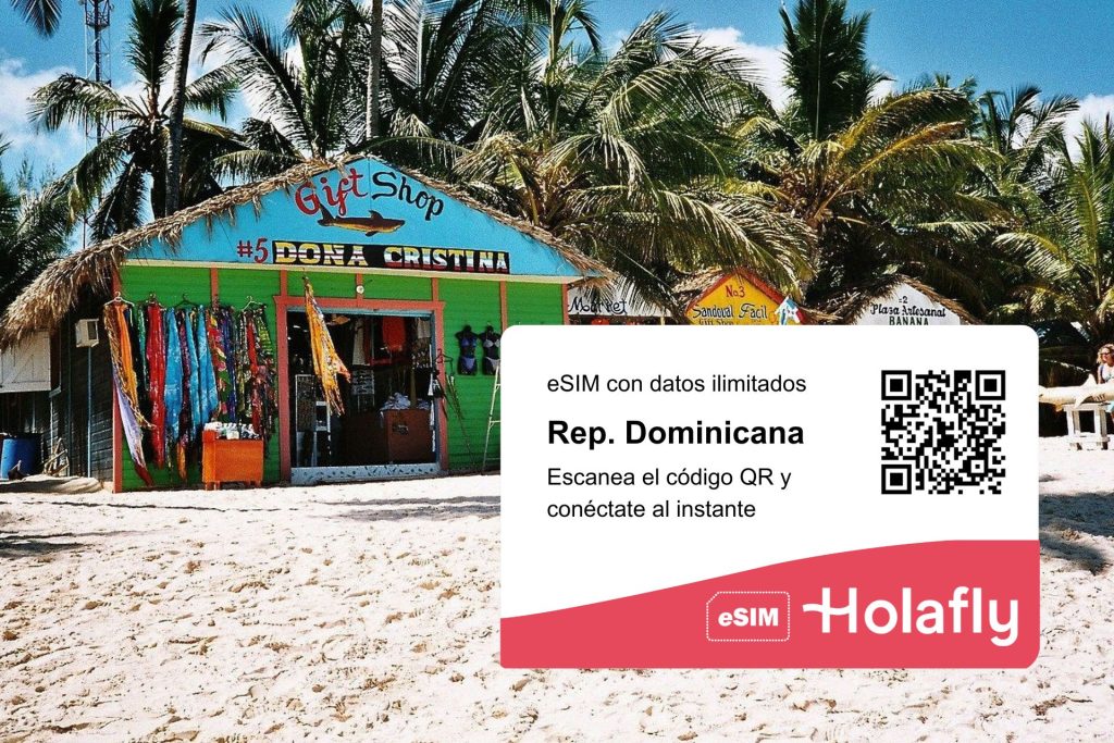 Escanea el código QR de la tarjeta y accede a los planes de datos ilimitados de Holafly para Rep. Dominicana