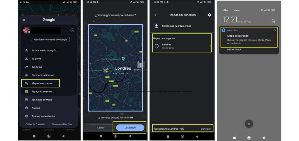 Pasos para descargar mapas en Google Maps y verlos sin conexión a Internet.