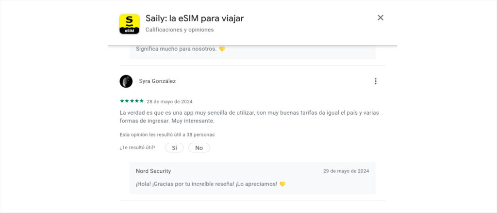 Opinión de Sira sobre Saily