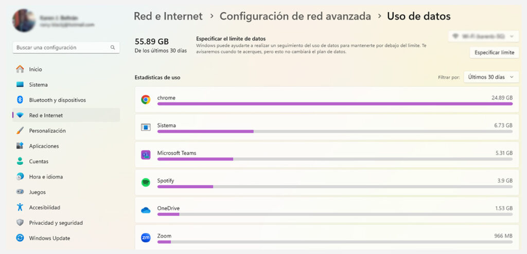 Ver consumo de Spotify en PC Windows