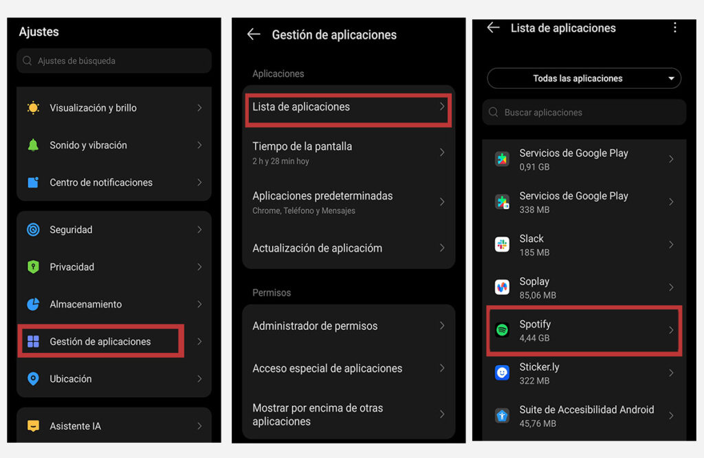 Ver cuántos datos gasta Spotify