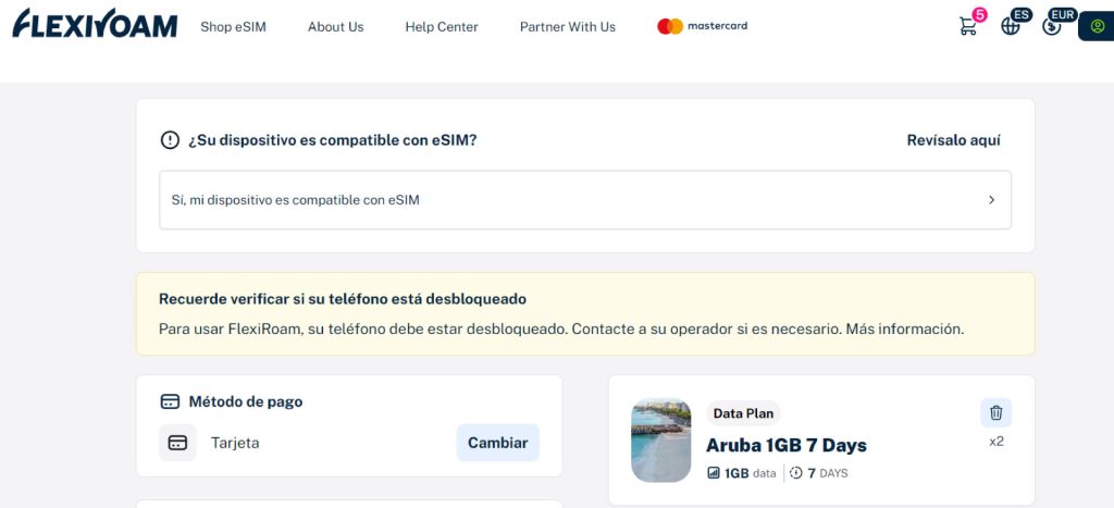 Opción para verificar la compatibilidad de un móvil con eSIM