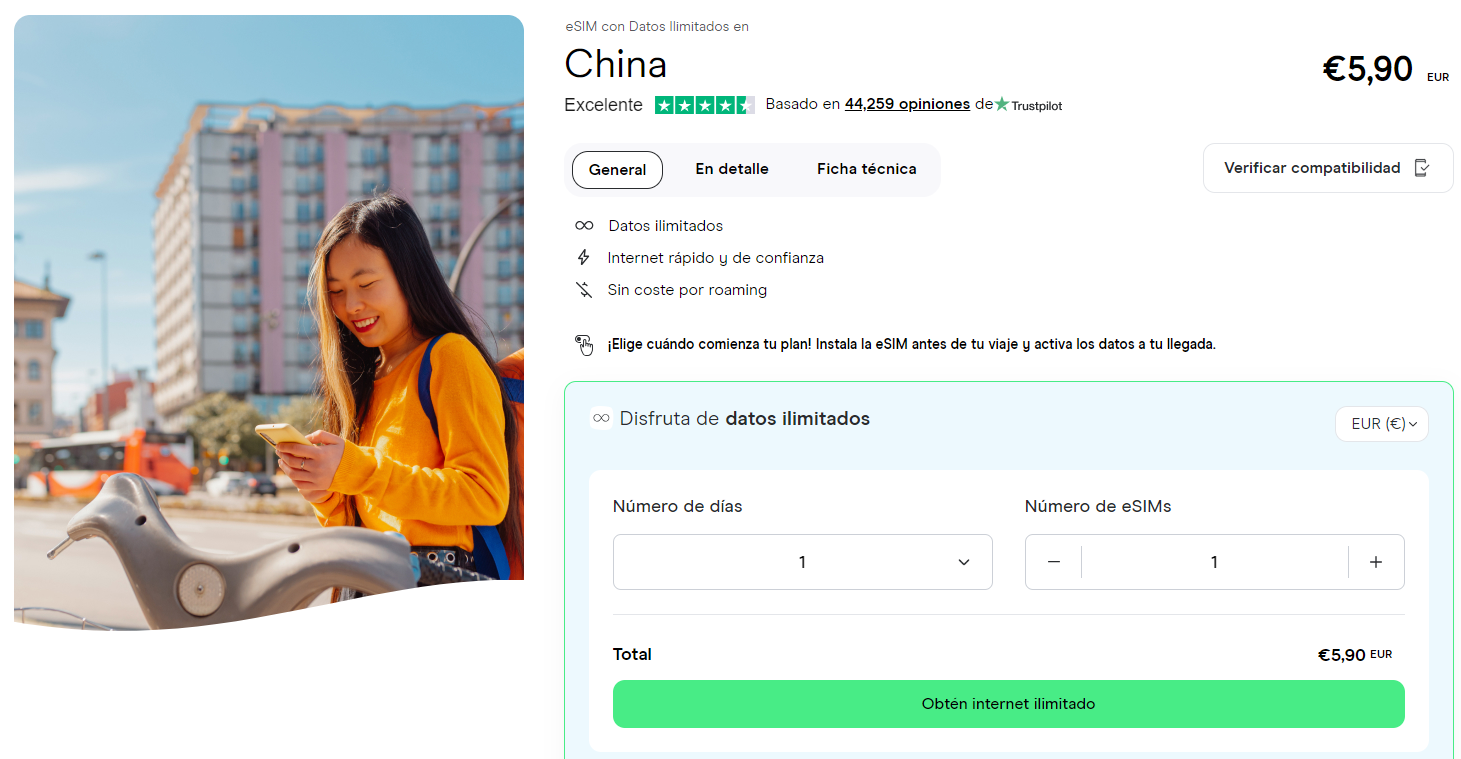 eSIM para china