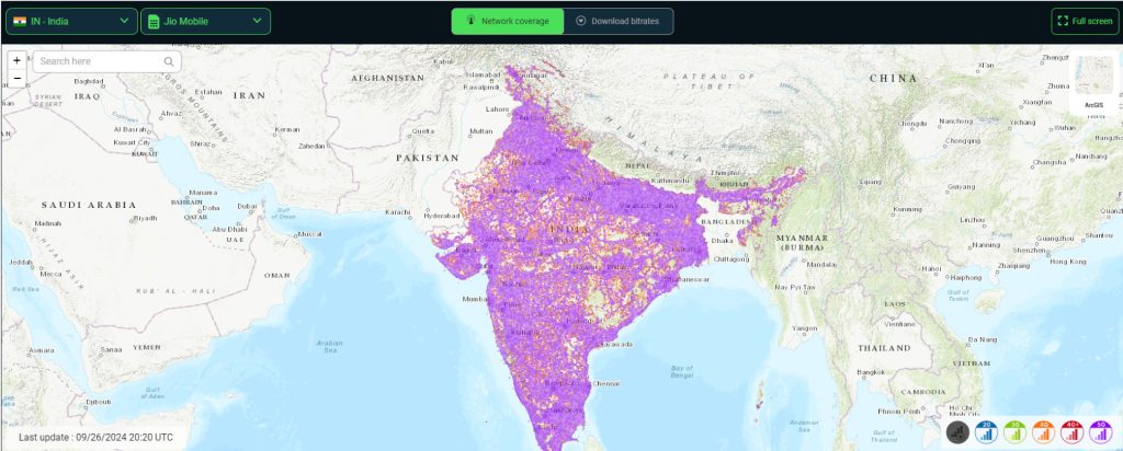 Cobertura red móvil Jio en la India