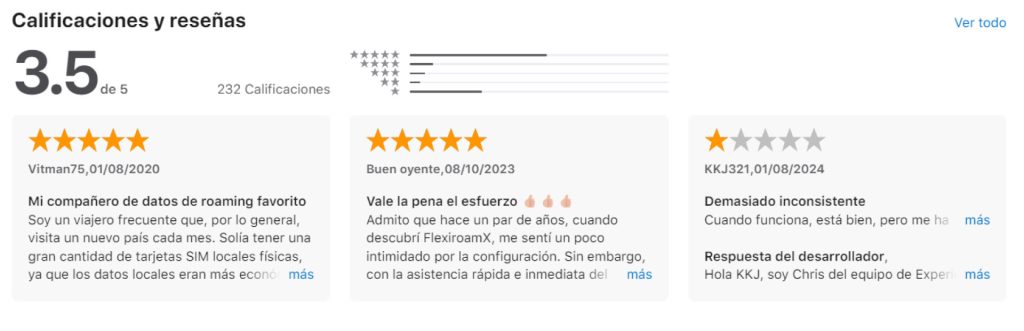 Reseñas y calificaciones de FlexiRoam en Apple store