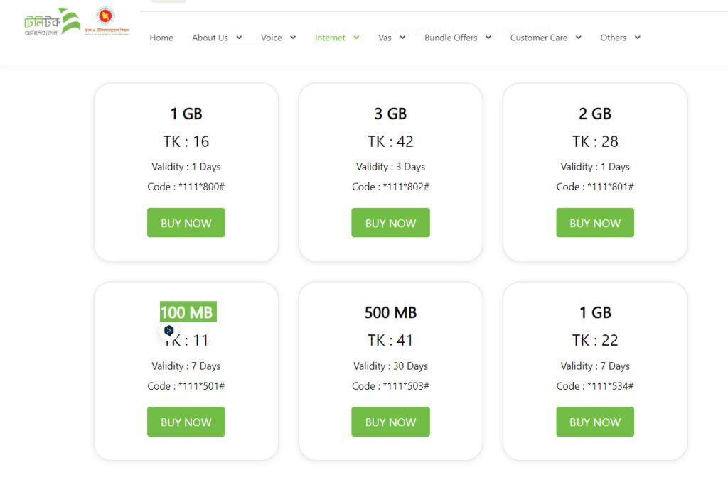 Tarifas paquetes de datos con Teletalk para tener internet en Bangladesh