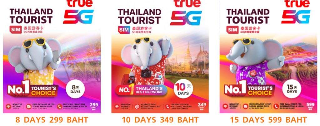 Planes prepago con GB de TrueMove para Tailandia