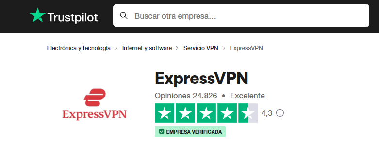 opinión de Express VPN por Trustpilot