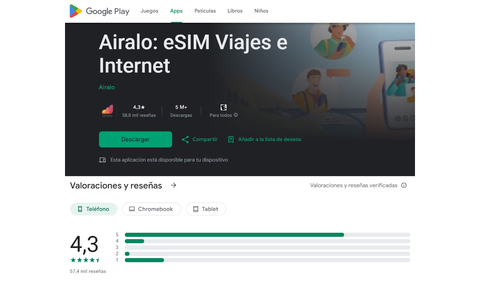 Reseñas y valoraciones de Airalo en Google Play
