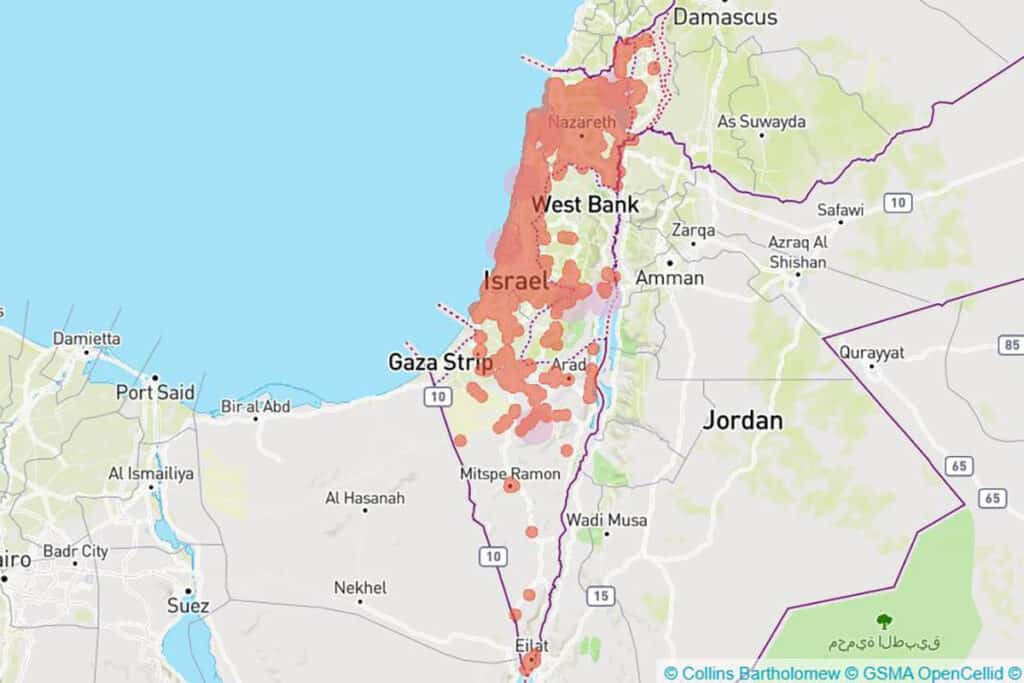 Pelephone coverage map in Israel