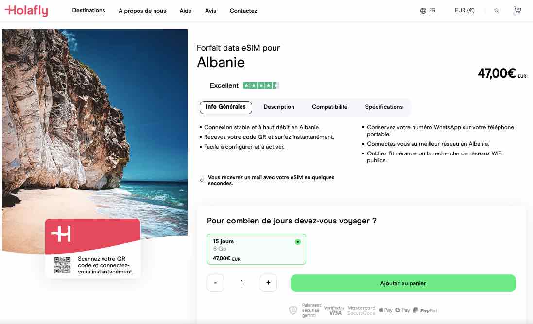 La meilleure carte SIM pour avoir en Albanie Holafly