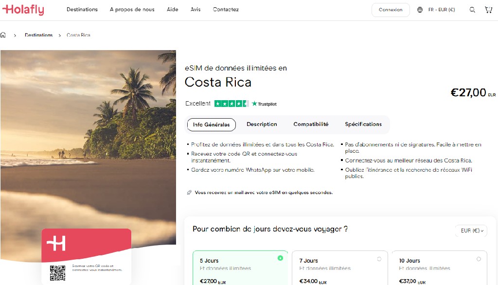 voyage costa rica internet holafly