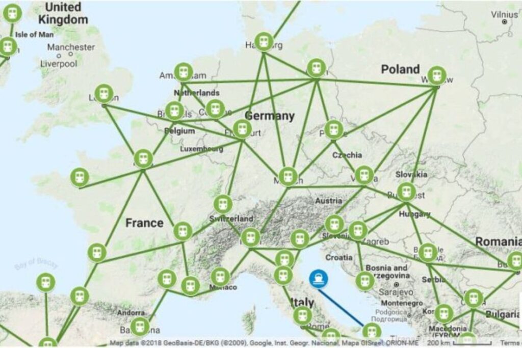 Routes disponibles eurail pass