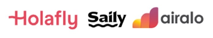 Loghi dei fornitori di SIM virtuale per Turchia: Holafly, Saily e Airalo