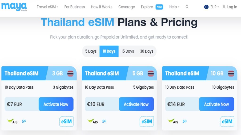 migliore eSIM Thailandia, e SIM Thailandia, SIM virtuale Thailandia, e-SIM per la Thailandia