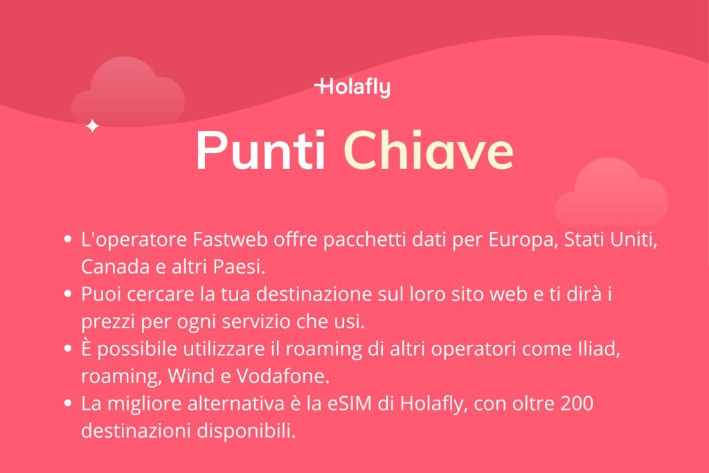 Punti chiave sul roaming per ñ'estero di Fastweb